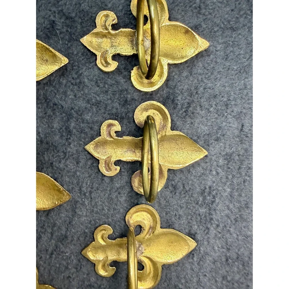 Vintage Brass Fleur de Lis Napkin Rings Set of 7 French Table Decor
